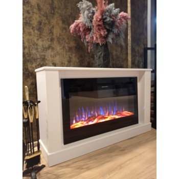 Semineu electric decorativ cu mobilier, Bernard mini & Adeli, Alb, Flacara multicolora, Art Flame 1215 x 725 x 300