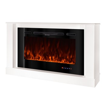 Semineu electric decorativ cu mobilier, Bernard mini & Adeli, Alb, Flacara multicolora, Art Flame 1215 x 725 x 300