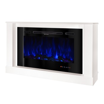 Semineu electric decorativ cu mobilier, Bernard mini & Adeli, Alb, Flacara multicolora, Art Flame 1215 x 725 x 300
