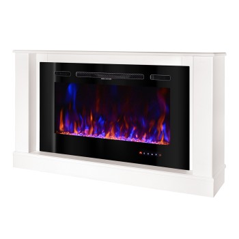 Semineu electric decorativ cu mobilier, Bernard mini & Adeli, Alb, Flacara multicolora, Art Flame 1215 x 725 x 300