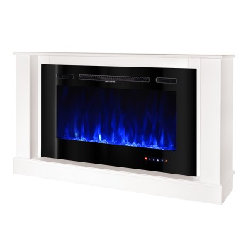 Semineu electric decorativ cu mobilier, Bernard mini & Adeli, Alb, Flacara multicolora, Art Flame 1215 x 725 x 300
