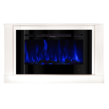 Semineu electric decorativ cu mobilier, Bernard mini & Adeli, Alb, Flacara multicolora, Art Flame 1215 x 725 x 300