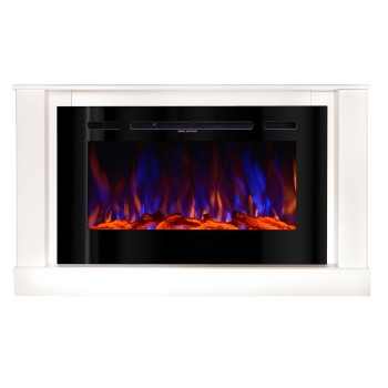 Semineu electric decorativ cu mobilier, Bernard mini & Adeli, Alb, Flacara multicolora, Art Flame 1215 x 725 x 300