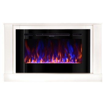 Semineu electric decorativ cu mobilier, Bernard mini & Adeli, Alb, Flacara multicolora, Art Flame 1215 x 725 x 300