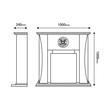 Semineu electric decorativ cu mobilier, Benedict & Meridian, Alb, Art Flame 1000 x 1020 x 240