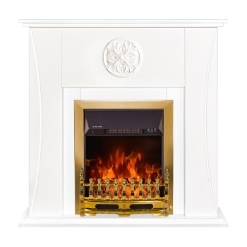 Semineu electric decorativ cu mobilier, Benedict & Galileo Gold, Alb, Art Flame 1000 x 1020 x 240