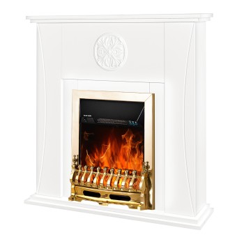 Semineu electric decorativ cu mobilier, Benedict & Galileo Gold, Alb, Art Flame 1000 x 1020 x 240