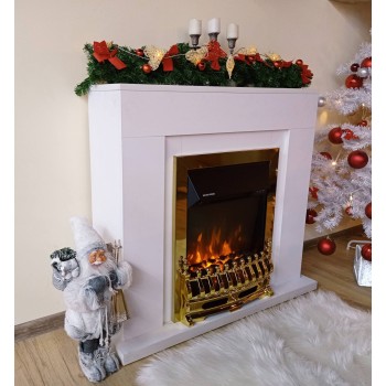 Semineu electric decorativ cu mobilier, Agnes & Galileo Gold, Alb, Art Flame 950 x 850 x 300