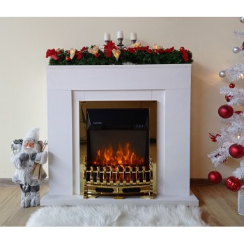 Semineu electric decorativ cu mobilier, Agnes & Galileo Gold, Alb, Art Flame 950 x 850 x 300