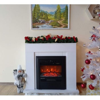 Semineu electric decorativ cu mobilier, Agnes & Cristina, Alb, Art Flame 950 x 850 x 300