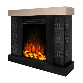 Semineu electric decorativ cu mobilier, Galateea mini & Miriam, Bej/negru, Art Flame 1000 x 850 x 275