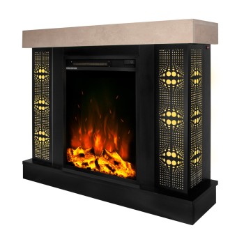 Semineu electric decorativ cu mobilier, Galateea mini & Miriam, Bej/negru, Art Flame 1000 x 850 x 275