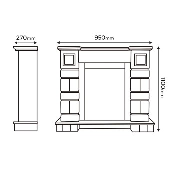 Semineu electric decorativ cu mobilier, Cascad & Miriam, Alb/Gri, Art Flame 1100 x 950 x 270