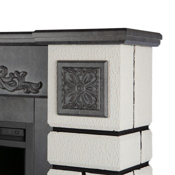 Semineu electric decorativ cu mobilier, Cascad & Miriam, Alb/Gri, Art Flame 1100 x 950 x 270