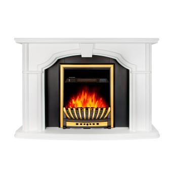 Semineu electric decorativ cu mobilier, Sherlock& Meridian, Alb/Negru, Art Flame 1300 x 850 x 330