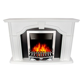 Semineu electric decorativ cu mobilier, Sherlock& Galileo Silver, Alb/Negru, Art Flame 1300 x 850 x 330