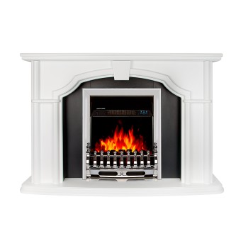 Semineu electric decorativ cu mobilier, Sherlock& Galileo Silver, Alb/Negru, Art Flame 1300 x 850 x 330