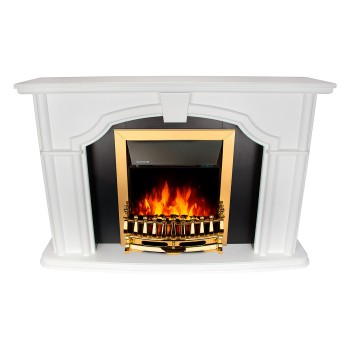 Semineu electric decorativ cu mobilier, Sherlock & Galileo Gold, Alb/Negru, Art Flame 1300 x 850 x 330