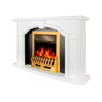 Semineu electric decorativ cu mobilier, Sherlock & Galileo Gold, Alb/Negru, Art Flame 1300 x 850 x 330