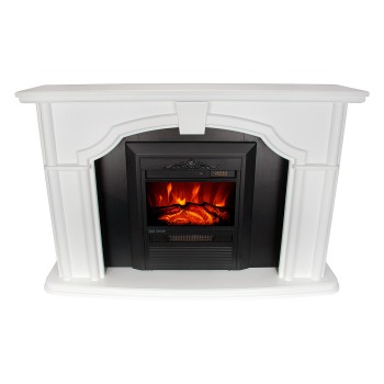 Semineu electric decorativ cu mobilier, Sherlock& Cristina, Alb/Negru, Art Flame 1300 x 850 x 330