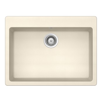 Chiuveta bucatarie Schock Galaxy N-100L Cristadur Magnolia 700 x 530 mm, compozit granit, montare pe blat, alb cremos
