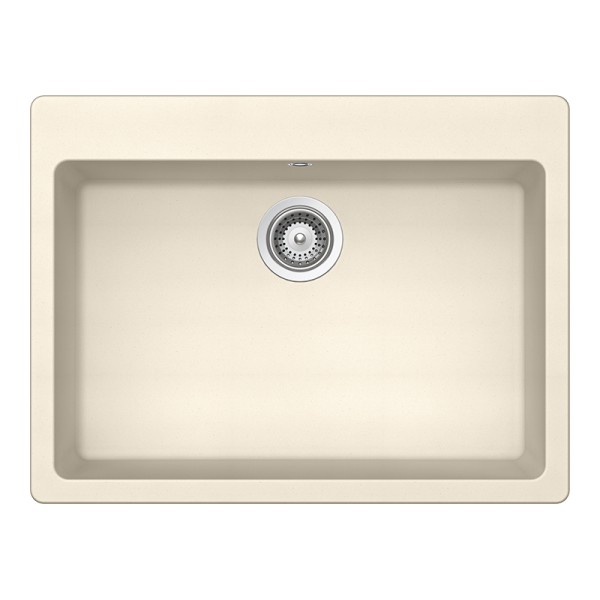 Chiuveta bucatarie Schock Galaxy N-100L Cristadur Magnolia 700 x 530 mm, compozit granit, montare pe blat, alb cremos