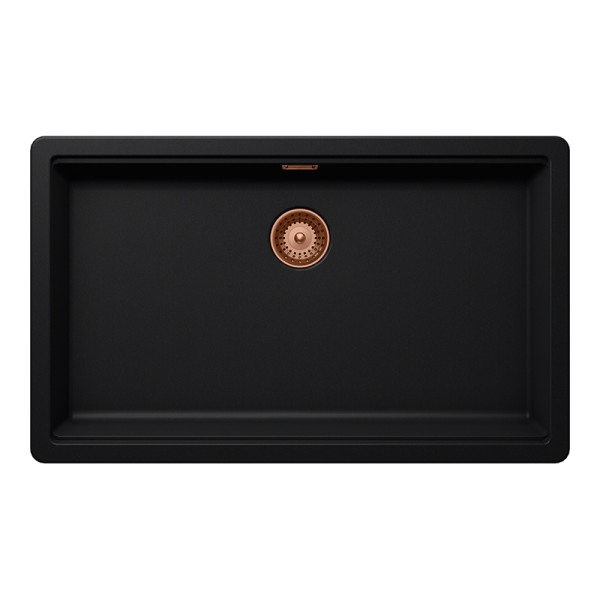 Chiuveta bucatarie Schock Greenwich N-100XL 750 x 456 mm Cristadur Puro, negru intens cu parti vizibile Cupru