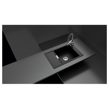 Chiuveta bucatarie Schock Mono D-100XS Cristadur Berry 780 x 510 mm, compozit granit, reversibila, montare pe blat, purpuriu roz