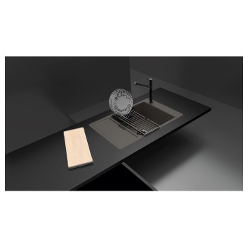 Chiuveta bucatarie Schock Mono D-100XS Cristadur Berry 780 x 510 mm, compozit granit, reversibila, montare pe blat, purpuriu roz