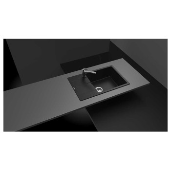 Chiuveta bucatarie Schock Ronda D-100XL Cristalite Vanilla 780 x 500 mm, reversibila, montare pe blat, bej deschis