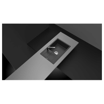 Chiuveta bucatarie Schock Ronda D-100XL Cristalite Vanilla 780 x 500 mm, reversibila, montare pe blat, bej deschis