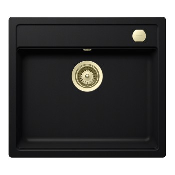 Chiuveta bucatarie Schock Mono N-100 570 x 510 mm Cristadur Puro, negru intens cu parti vizibile White Gold