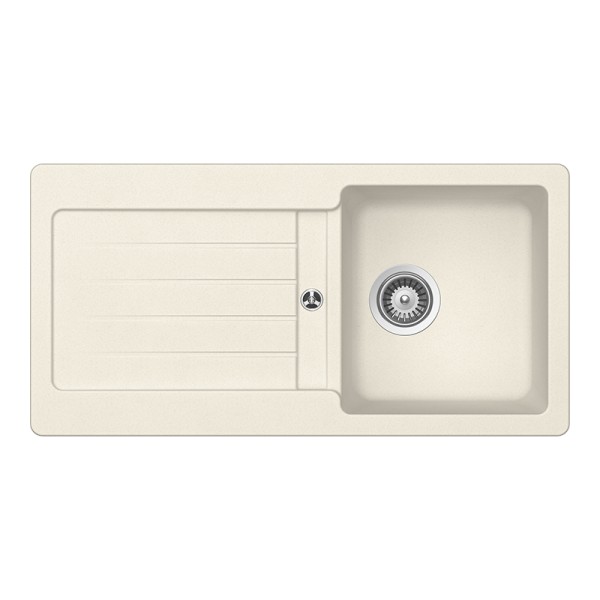 Chiuveta bucatarie Schock Typos D-100S Cristalite Vanilla 860 x 435 mm, reversibila, montare pe blat, bej deschis