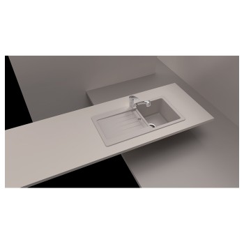 Chiuveta bucatarie Schock Typos D-100S Cristalite Vanilla 860 x 435 mm, reversibila, montare pe blat, bej deschis