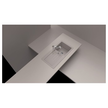 Chiuveta bucatarie Schock Typos D-100S Cristalite Vanilla 860 x 435 mm, reversibila, montare pe blat, bej deschis