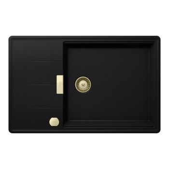 Chiuveta bucatarie Schock Tia D-100LS 780 x 500 mm Cristadur Puro, negru intens cu parti vizibile White Gold