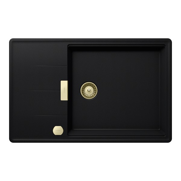 Chiuveta bucatarie Schock Tia D-100LS 780 x 500 mm Cristadur Puro, negru intens cu parti vizibile White Gold