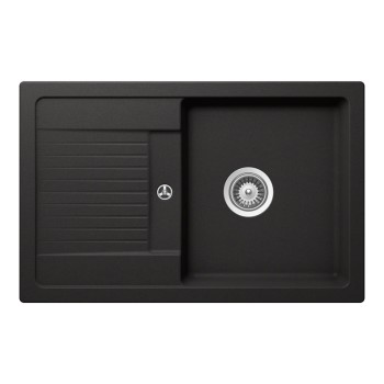 Chiuveta bucatarie Schock Lima D-100S Cristalite Nero 780 x 500 mm, compozit granit, reversibila, montare pe blat, negru