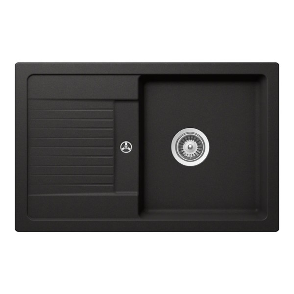 Chiuveta bucatarie Schock Lima D-100S Cristalite Nero 780 x 500 mm, compozit granit, reversibila, montare pe blat, negru