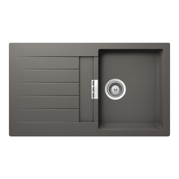 Chiuveta bucatarie Schock Signus D-100 Cristadur Silverstone 860 x 500 mm, reversibila, montare pe blat, gri inchis