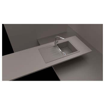 Chiuveta bucatarie Schock Signus D-100 Cristadur Silverstone 860 x 500 mm, reversibila, montare pe blat, gri inchis