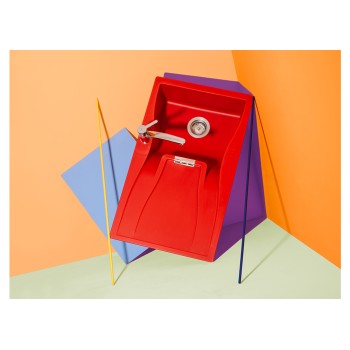 Chiuveta bucatarie Schock Waterfall D-100 Cristadur Berry 860 x 500 mm, reversibila, montare pe blat, purpuriu roz