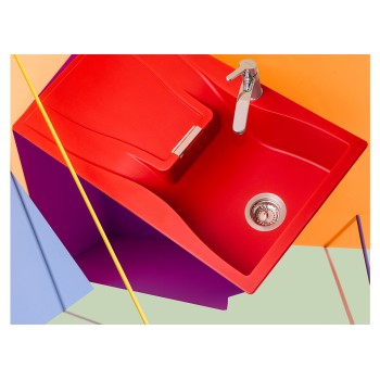 Chiuveta bucatarie Schock Waterfall D-100 Cristadur Berry 860 x 500 mm, reversibila, montare pe blat, purpuriu roz