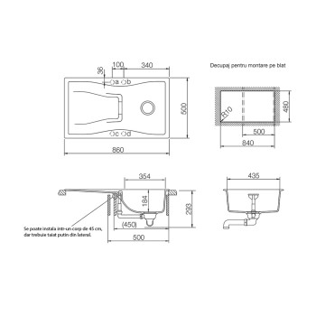 Chiuveta bucatarie Schock Waterfall D-100 Cristadur Berry 860 x 500 mm, reversibila, montare pe blat, purpuriu roz