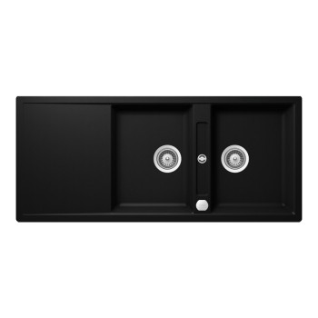 Chiuveta bucatarie Schock Mono D-200 Cristadur Puro 1160 x 510 mm cu sifon, reversibila, montare pe blat, negru intens