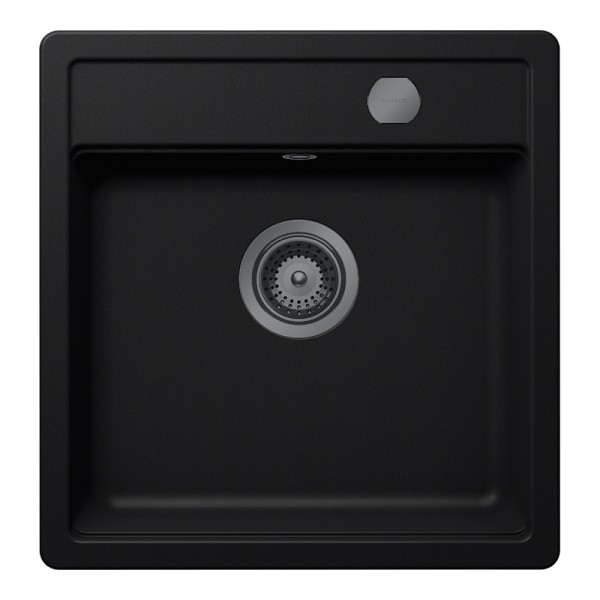 Chiuveta bucatarie Schock Mono N-100S 490 x 510 mm Cristadur Puro, negru intens cu parti vizibile Gunmetal