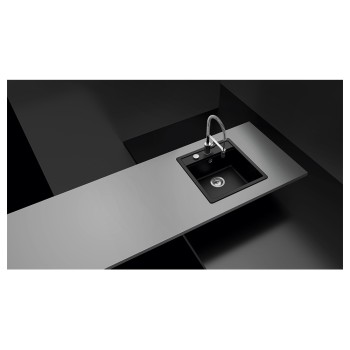 Chiuveta bucatarie Schock Mono N-100S 490 x 510 mm Cristadur Puro, negru intens cu parti vizibile Gunmetal
