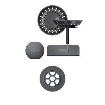 Chiuveta bucatarie Schock Tia D-100LS 780 x 500 mm Cristadur Puro, negru intens cu parti vizibile Gunmetal