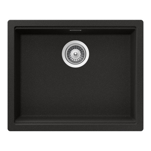 Chiuveta bucatarie Schock Lahti N-100L Cristalite Onyx 556 x 456 mm, compozit granit, montare pe/sub blat, negru metalizat