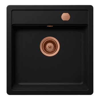 Chiuveta bucatarie Schock Mono N-100S 490 x 510 mm Cristadur Puro, negru intens cu parti vizibile Cupru
